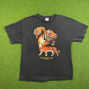Vintage Rainforest Cafe Orlando Black Bengal Tiger Graphic Souvenir T-Shirt XL